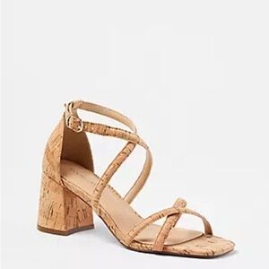 Ann Taylor Cork-Strap Block Heel Sandal - Tan